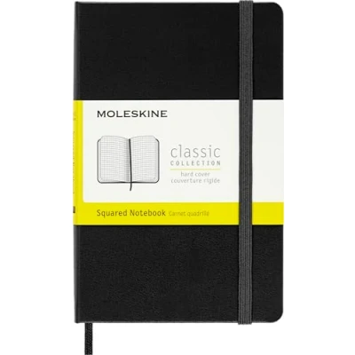 Imagen de Moleskine Cuaderno Clásico con Hojas Cuadriculadas, Tapa Dura y Cierre Elástico, Color Negro, Tamaño Pequeño 9 x 14 cm, 192