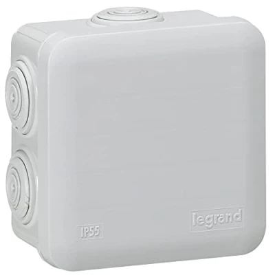 Imagen de Legrand LEG94517 Caja de derivación cuadrada (cierre con sistema clip, 80 x 45 mm), color gris