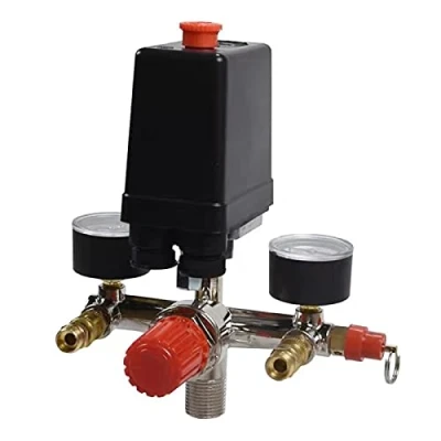 Imagen de Interruptor de presión durable la bomba del compresor aire con medidor reguladores control válvulas