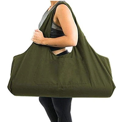 Imagen de Namvo Bolsa grande para esterilla de yoga multiusos con bolsillo lateral la mayoría las esteras, color verde