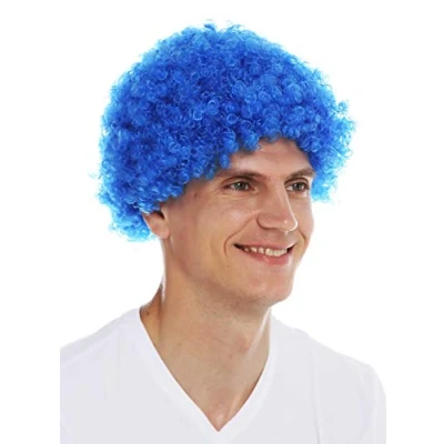 Imagen de WIG ME UP MMAM 9M K2079 Peluca para Mujeres Hombres Carnaval Payaso Afro rizos Cortos densos Cabello Crespo Azul