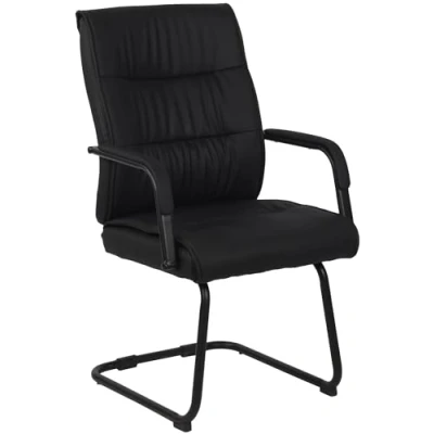 Imagen de Silla Estilo Cantilever Sievert Tapizada En Cuero Sintético I De Conferencias con Reposabrazos Oficina Sin Ruedas IColor:, Color:Negro/Negro