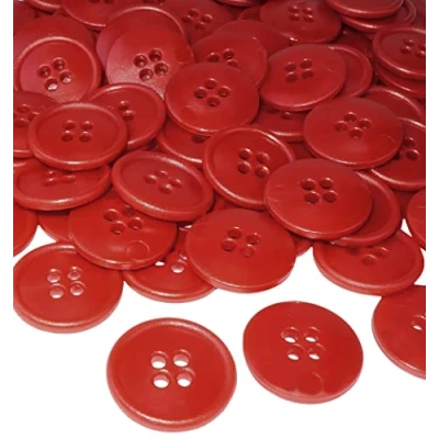 Imagen de AERZETIX C56527 Juego de 100 Botones coser redondos Ø20x3mm 32L L32 con 4 agujeros color rojo en plástico apertura 3mm mercería costura ropa moda tejeras decoración