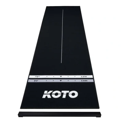 Imagen de KOTO oche Carpet Checkout Dart Mat Negro 285 x 80 cm, tapete para Dardos Revestimiento Antideslizante, líneas de Lanzamiento, Ajustable y Mesa Salida Proteger el Suelo