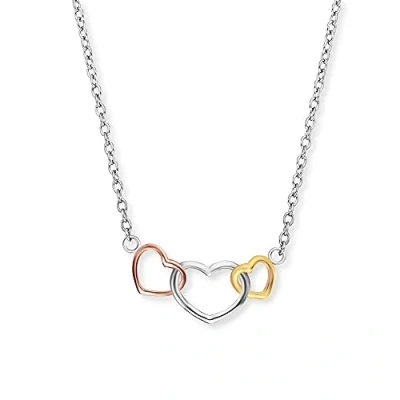 Imagen de Engelsrufer Collar de plata ley 925 con colgante corazón para mujer, cierre mosquetón, longitud 44 cm, ERN WITHLOVE 03