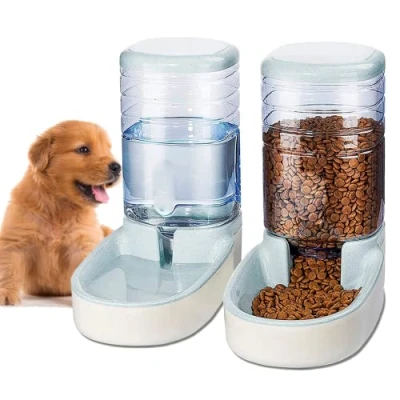 Imagen de Edipets, Dispensador para Gatos y Perros, Comida Agua, Pack 2 Unidades, Automático, 3.8 L c/u, Comedero, Alimentador Bebedero Mascotas (Gris)