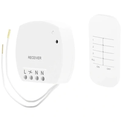Imagen de Smartwares Kit de automatización para el hogar Plug &amp; Connect Variador luz Mando a Distancia y módulo inalámbrico SH4 99560 Blanco