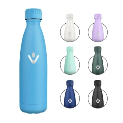 Imagen de Garrafa Termica 500ml, Botella con Doble Pared, Termo Reutilizable y A Prueba de Fugas, Agua Acero Inoxidable sin BPA para Oficina, Escuela, Deporte, Senderismo, Aire Libre