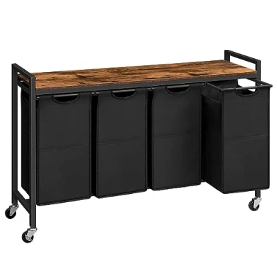 Imagen de HOOBRO Cesto para Ropa Sucia, Cesta Colada, 4 Bolsas Colada de Tela Oxford Extraíbles, Carro Lavandería, x 39,8 L, 110,5 33 74,5 cm EBF04XY01