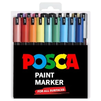 Imagen de Posca PC 1MR 18 Juego de Bolígrafo IN Limited Edición Plástico Cartera Extra Blanco y Negro