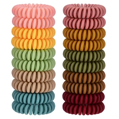 Imagen de JessLab Lazos de Cabello en Espiral, 20 Pcs Traceless Cable Telefónico sin arrugas Bobina Plástico Titulares Cola Caballo Daños Accesorio para el Niñas Mujeres Damas Regalo