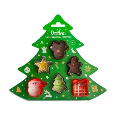Imagen de DECORA 0255097 Christmas Mini Cookie Cutter Set of 6 3/4 X H 2,2 cm, Plastica