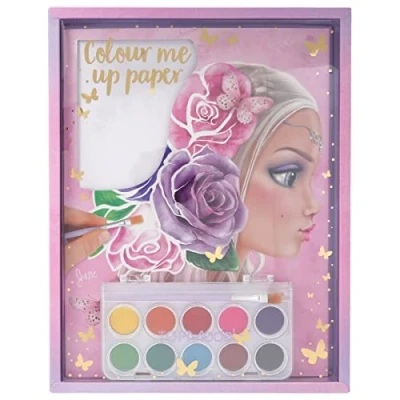 Imagen de Depesche TOPModel Pintar Colour me up Paper, Papel 10 Motivos para Colorear, Incluye Pincel y Acuarelas, Multicolor, Mittel (10029744)