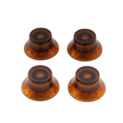 Imagen de Musiclily Métrica 6mm Botones de Potenciómetros Top Hat Knobs Perillas Control para Guitarra Eléctrica Epiphone Les Paul, Ámbar (4 Piezas)