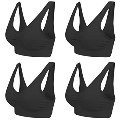 Imagen de Boolavard Sujetador Cómodo para Mujer, Clásico Bustier, Push Up y Sin Aros (FR/ES, Letras, L, Regular, 4 x Negro)