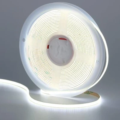 Imagen de GOMING 5mm Ancho Tira LED COB 12V Blanco Frio 6000K 5M CRI 93+ Luminiscencia Lineal Alta Densidad 400LED/M No Impermeable IP20 Luces para Gabinete Sala de Estar Dormitorio y Más(Sin Alimentación)