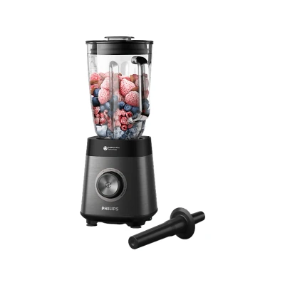 Imagen de Batidora de vaso Philips HR3040/00, 1200 W, 2 L, Cuchillas ProBlend Plus, Limpieza automática, Negro, Acero inoxidable