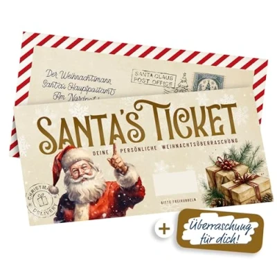 Imagen de Koko &amp; LORA Ticket de Papá Noel para personalizar, con pegatinas rascar Sorpresa Cupón rellenar uno mismo adhesivo Tarjeta rasca escribir Vale Navidad