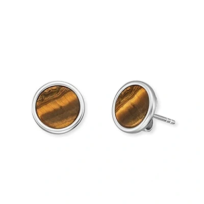 Imagen de Engelsrufer Pendientes de aro para mujer Plata ley con colgante piedra estraza cierre , 10mm, ley, Ojo tigre