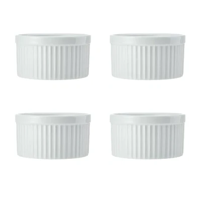 Imagen de Mikasa Chalk Ramequines de Porcelana, 9.5cm, Set 4 Blancos para Postres y Soufflés, Platos Individuales Soufflé Aptos Horno Lavavajillas