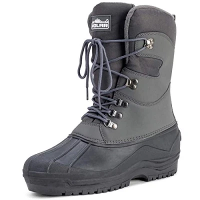 Imagen de Polar Hombre Tall Malla De Nylon Con Superposición Pato Impermeable Sole Encaje Hasta Invierno Nieve Botas Gris UK7/EU41 YC0447