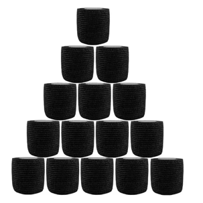 Imagen de NELLHOMY 15 Rollos Vendas Autoadhesivas Elástica, 5cm x4,5m Banda Venda Cohesiva para Primeros Auxilios,Vendaje Autoadhesivo Dedos, Muñecas, Tobillo, Perros, Mascotas, Negro