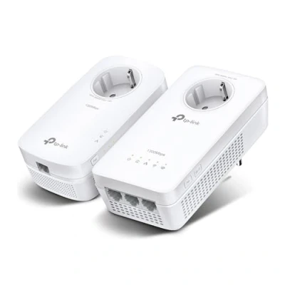 Imagen de Kit adaptadores PLC TP Link TL WPA8631P, 2 unidades, Powerline AV1300, Doble Banda, 3 Puertos, Blanco