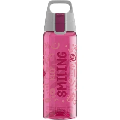 Imagen de SIGG Botella Tritan Total Color ONE Keep Smiling Apto para bebidas carbonatadas lavavajillas A prueba de fugas Ligero Sin BPA Rosa 0,6L