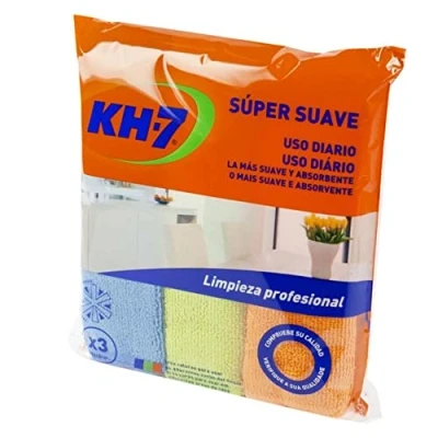Imagen de Kh7 3 bayetas Multiuso Suave Microfibra 38 x 40 cm, Azul/Amarillo/Naranja, 38x40cm