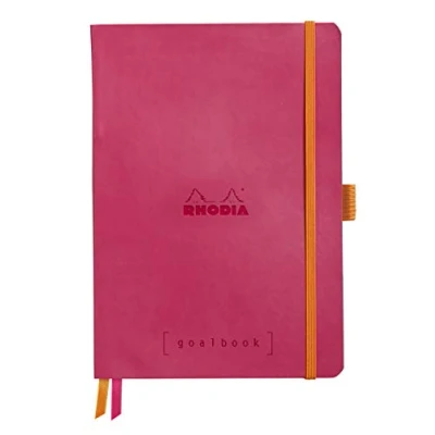 Imagen de Clairefontaine 117581C Rhodia GoalBook Cuaderno (240 páginas numeradas en blanco, 14, 8 x 21 cm, 90 g, diseño de puntos), calendarios, indios, funda con tapa piel sintética, color rosa