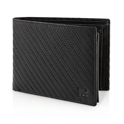 Imagen de KRONIFY Carteras para Hombre Cartera de Piel Auténtica, con Bloqueador RFID, 13 Compartimentos Tarjetas, Cremallera，Bolsillo Monedas, Caja Regalo, Carbono