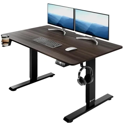 Imagen de CASARIA® Escritorio Ajustable en Altura Acero Función Memoria 110x60cm Pantalla LCD Mesa Gaming Ergonómica Oficina