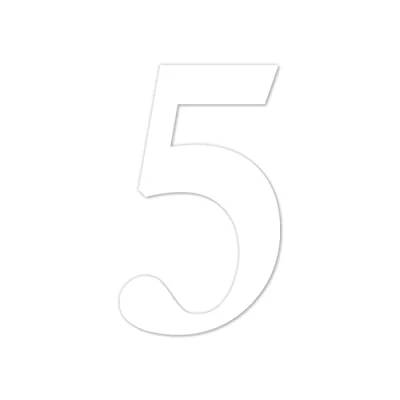 Imagen de Números adhesivos Nº 5 en color blanco, altura de 10 cm, autoadhesivo, número casa, para pegar exteriores, buzón, puerta, resistente a la intemperie, kfz_463_5