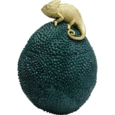 Imagen de Caja decorativa KARE Camaleón, altura 34 cm, verde oscuro, dorado