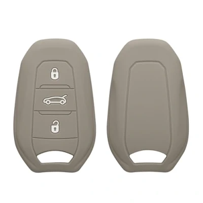 Imagen de kwmobile Funda Compatible con Peugeot Citroen Llave de Coche Smartkey 3 Botones (Solo Keyless Go) Carcasa Protectora Silicona para Case en Gris