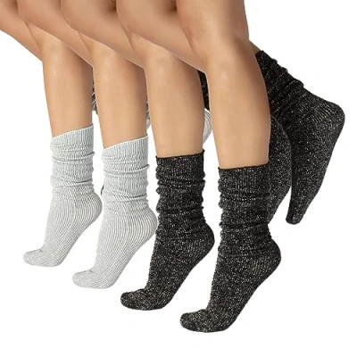 Imagen de Calzitaly PACK 4 Pairs Shiny 60 DEN Calcetines, Mujer, Talla: One Size, Black, white