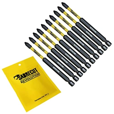 Imagen de 10 x SabreCut SCPH189_10 89 mm PH1 Juego de puntas destornillador impacto magnético Phillips Heavy Duty Compatible con Dewalt Milwaukee Bosch Makita y más