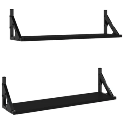 Imagen de vidaXL Estantes de Pared 2 uds, Estanterías Pared, Expositores Colgantes, Baldas Flotantes Almacenaje para Hogar, Negro