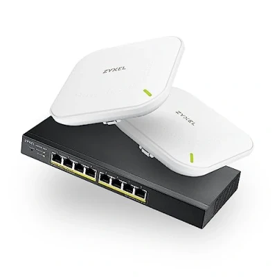 Imagen de Zyxel Nebula Simplicity Starter Kit 2X WiFi 6 Puntos de Acceso &amp; 8 Port PoE Smart Managed Switch [NWA90AX GS1915 8EP]
