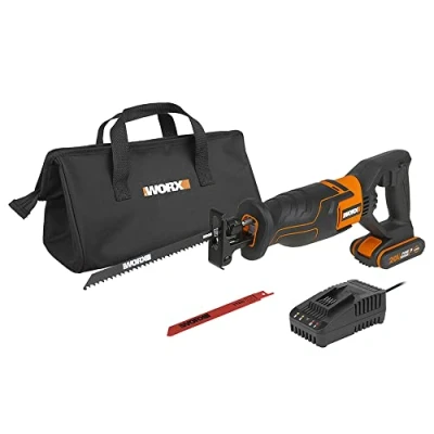 Imagen de WORX WX500 Sierra de sable 20V PowerShare, Batería 2Ah, Control velocidad variable, Cambio cuchillas sin herramientas, Patín pivotante ajustable