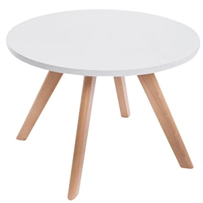 Imagen de Mesa Auxiliar Eirik I De Centro Pequeña Café Blanca Madera Mesita con Estilo Nórdico I, Color:Natura