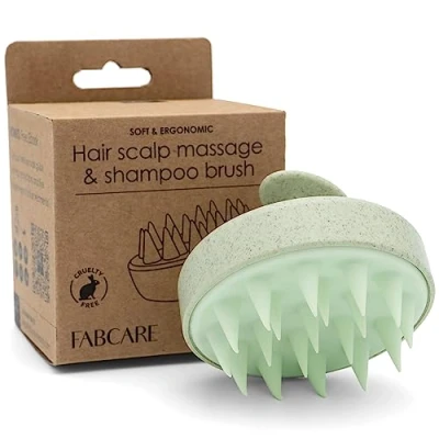 Imagen de FABCARE Cepillo Cuero Cabelludo Masajeador Paja Trigo y Silicona Exfoliante Capilar Pelo Húmedo Mojado Cabeza Crecimiento Capilar, Limpieza Sequedad
