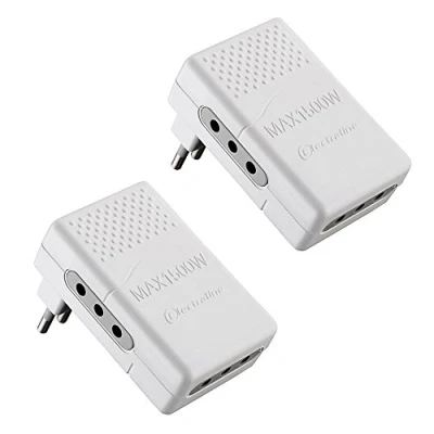 Imagen de Electraline 92308 Juego 2 adaptadores regleta Triple 3 plazas 10 A Enchufe pequeño Adaptador Salvaspazio, Blanco,