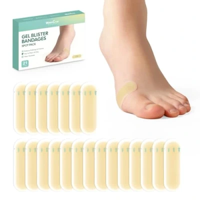 Imagen de Welnove Gel Blister Wraps Hydrocolloid 21 Count Blister(Bunion Pack) for Heel,Toe and Foot Pads Prevention Recovery