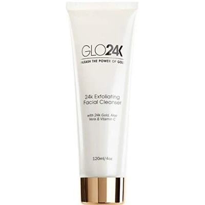 Imagen de GLO24K Limpiador facial exfoliante con oro de 24 k, Microdermoabrasión antienvejecimiento vitaminas C y E