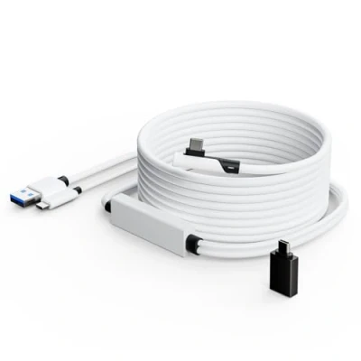 Imagen de cable Tiergrade Link 5M compatible con Meta Quest 2/3/Pro, Pico 4/Pro, de carga USB C separado para alimentación, accesorio 3.0 a Type auriculares VR/PC juegos