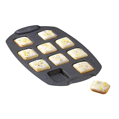 Imagen de Tefal Molde para tartas 10 Mini cuadrados, revestimiento antiadherente, aluminio reciclado y reciclable, pastelería bien dorada, fabricado en Francia, PerfectBake J5734502
