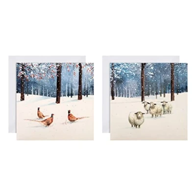 Imagen de Hallmark tarjetas de Navidad benéficas, en caja, diseños tradicionales escena invierno, paquete 16