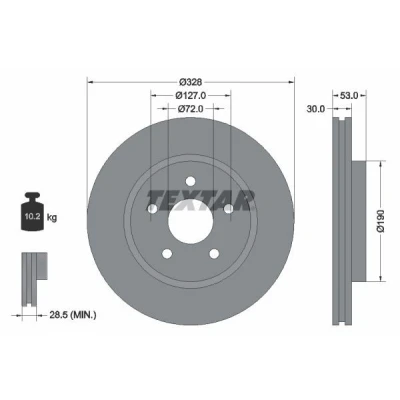 Imagen de TEXTAR PRO+ 92184505 Disco de freno JEEP: GRAND CHEROKEE 3, Commander