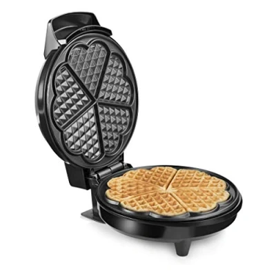 Imagen de Tristar WF 1160 Gofrera con termostato y revestimiento antiadherente, Cinco gofres forma de corazón una vez, Exterior acero inoxidable, asa fría al tacto, 700 W